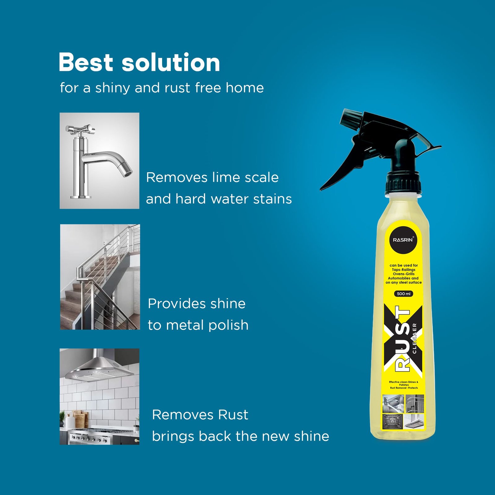 RASRIN Rust Cleaner: Rust Remove Spray - Tap Cleaner - Steel Railings ...